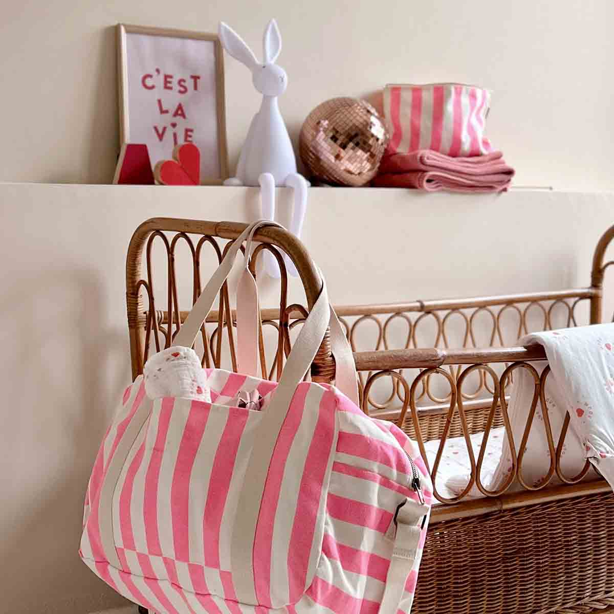 Diaper bag - Raphael Neon Pink Stripes