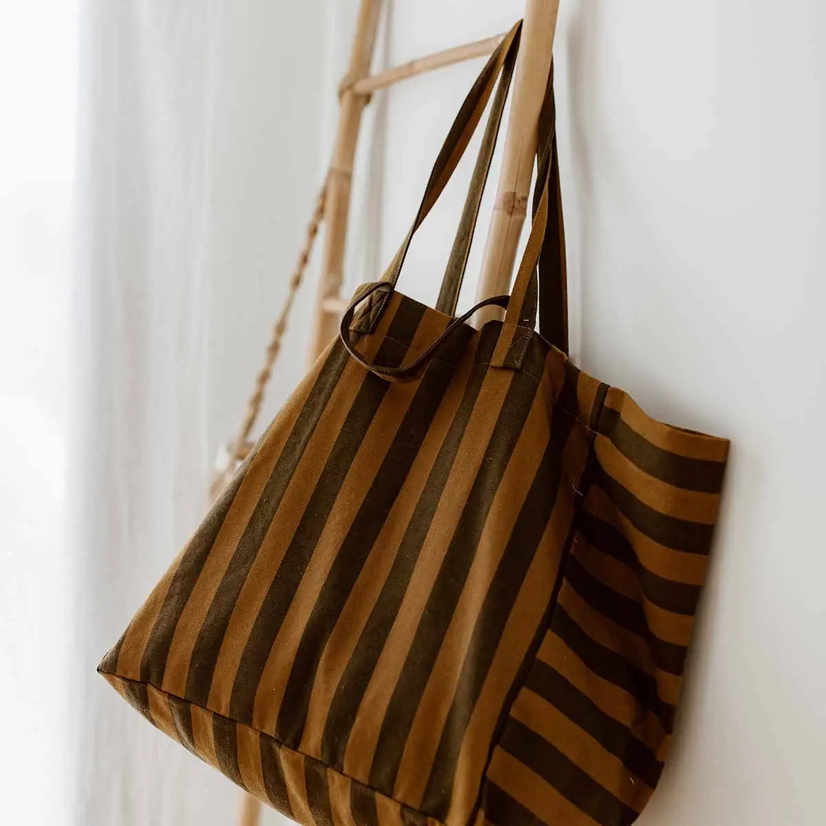 Tote Bag, Elisa - Cumin/Black Stripes