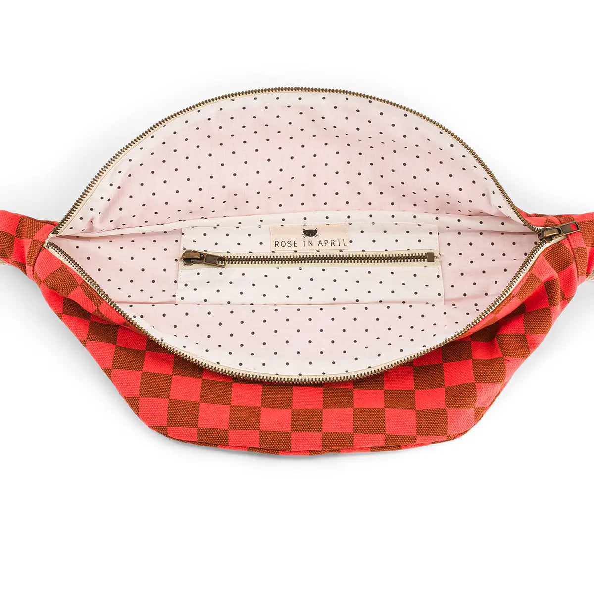 Sac banane - Damier Caramel/Corail