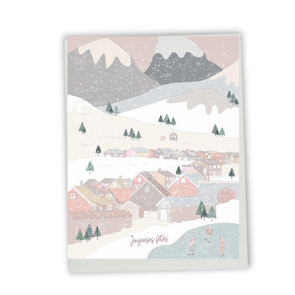 Carte Joyeuses Fêtes - Paysage enneigé