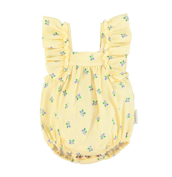 Romper - Yellow striped and small flowers