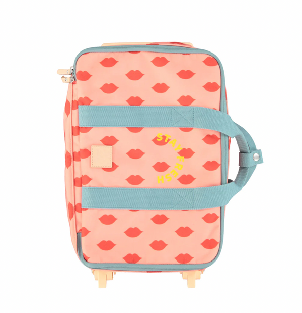 Wheeled bag / Travel suitcase - Light pink and red lips