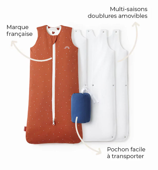 4 Seasons Reversible Sleeping Bag - Terracotta Heart