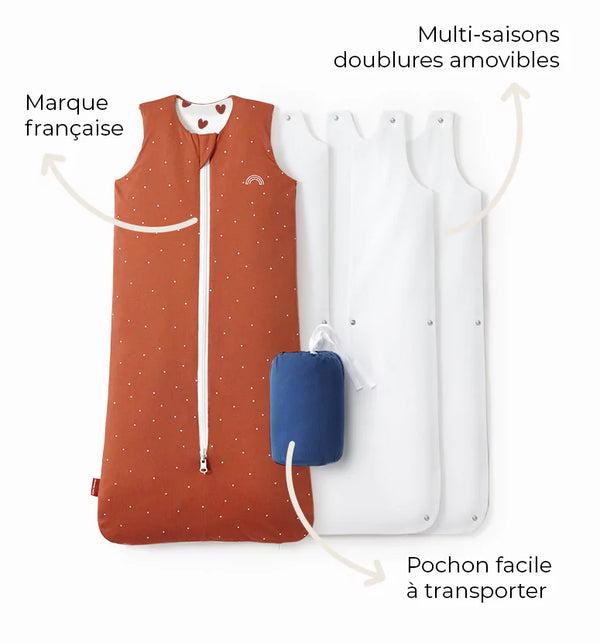 Reversible 4-Season Sleeping Bag - Terracotta