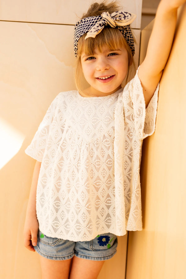 Blouse KALKI enfant - Merveille, Dentelle Brodée