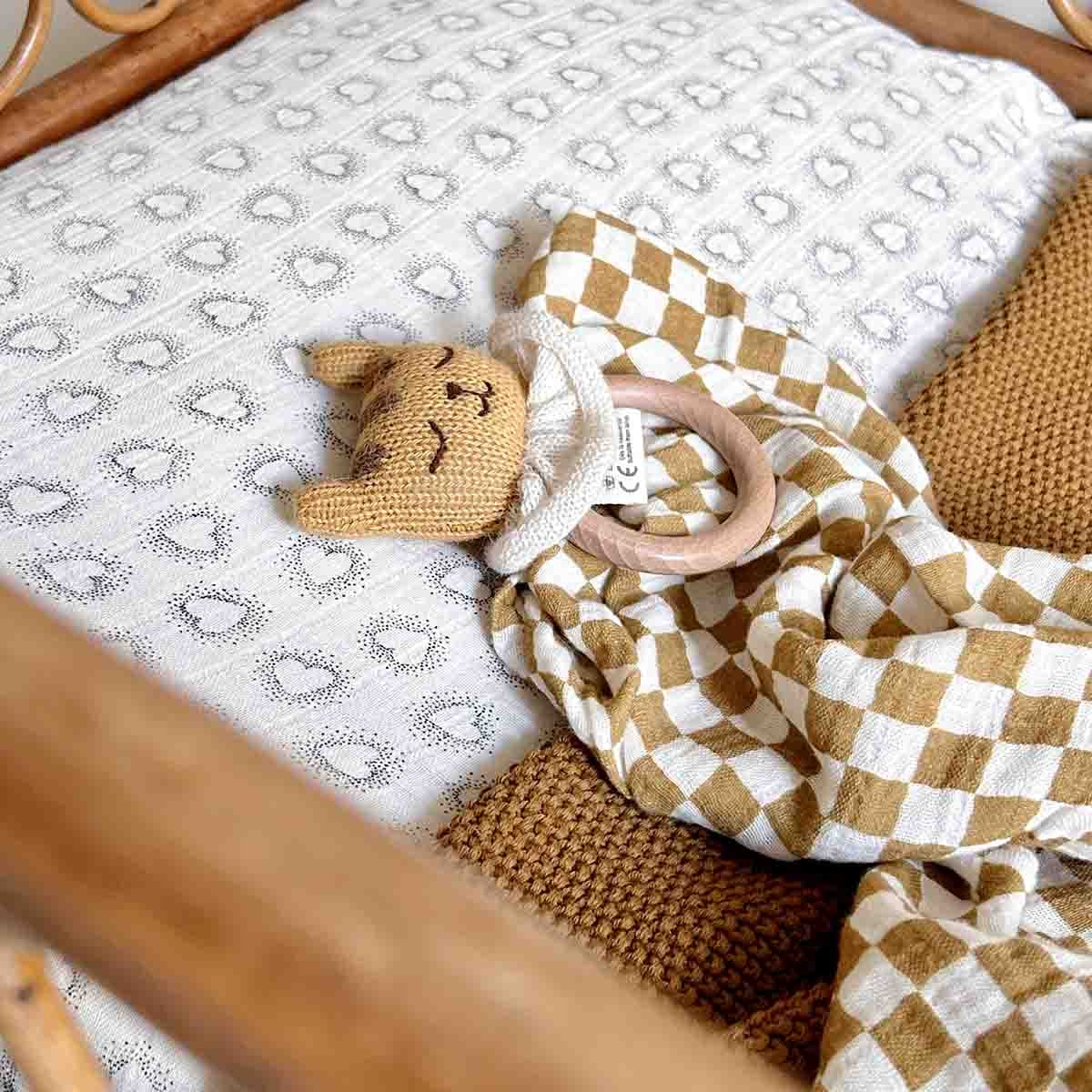 Muslin/Swaddle Blanket - Caramel Checkerboard