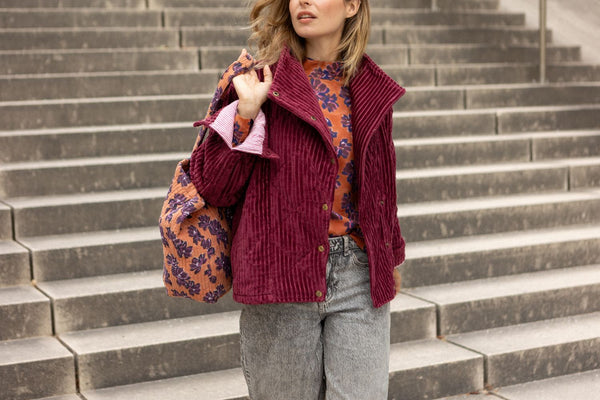 Veste Femme KAPURO - Velours Côtelé Cherry