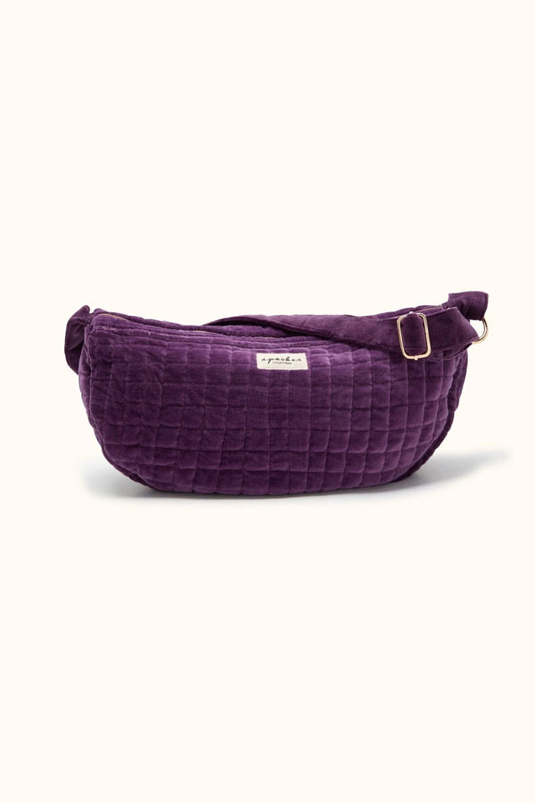 Sac Banane Demi-Lune SHANTI - Velours Lisse Mauve