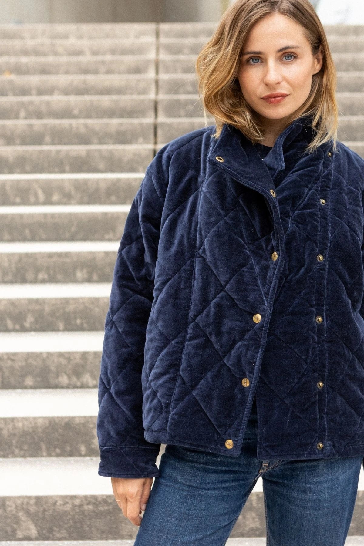 Velours matelassé oversize - Navy
