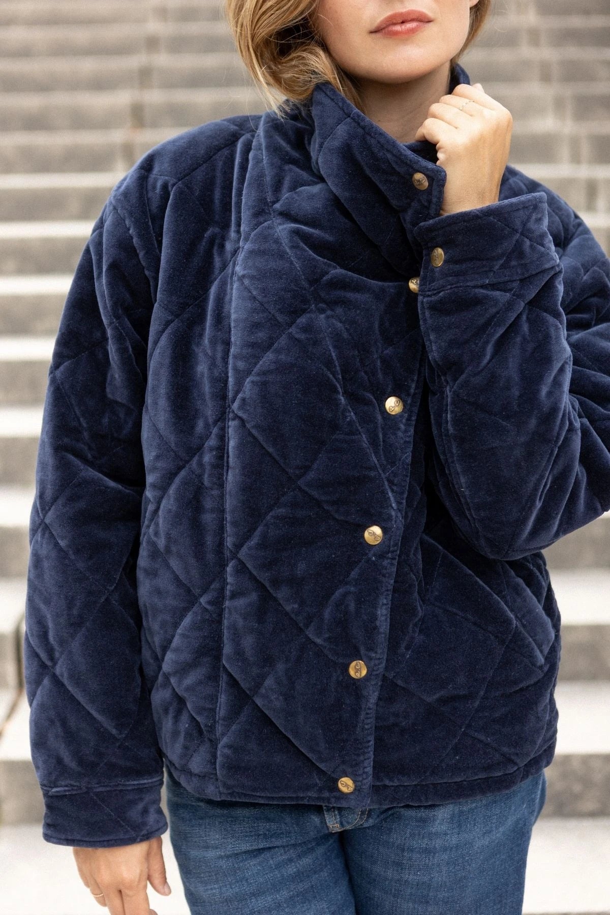 Velours matelassé oversize - Navy