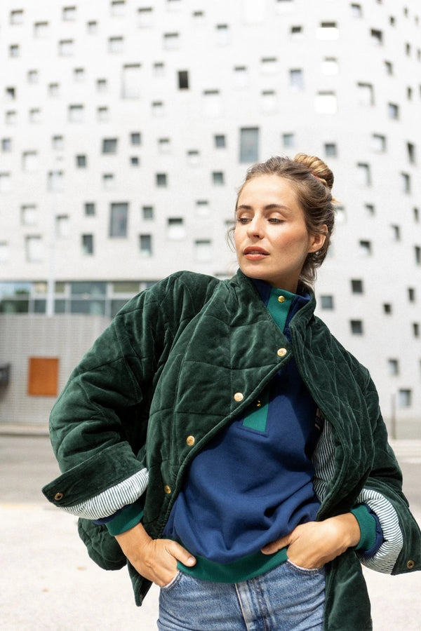 Veste Kapur | Velours matelassé oversize - Forest