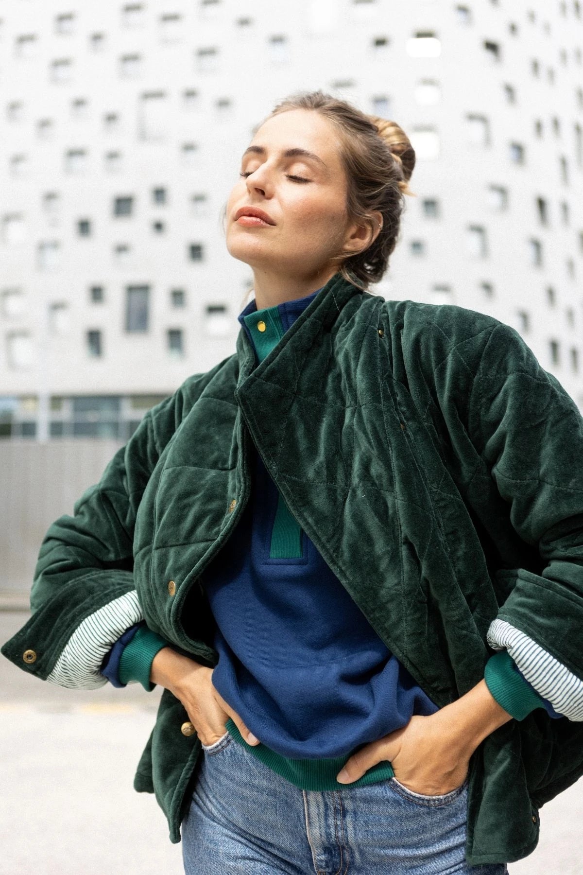 Velours matelassé oversize - Forest