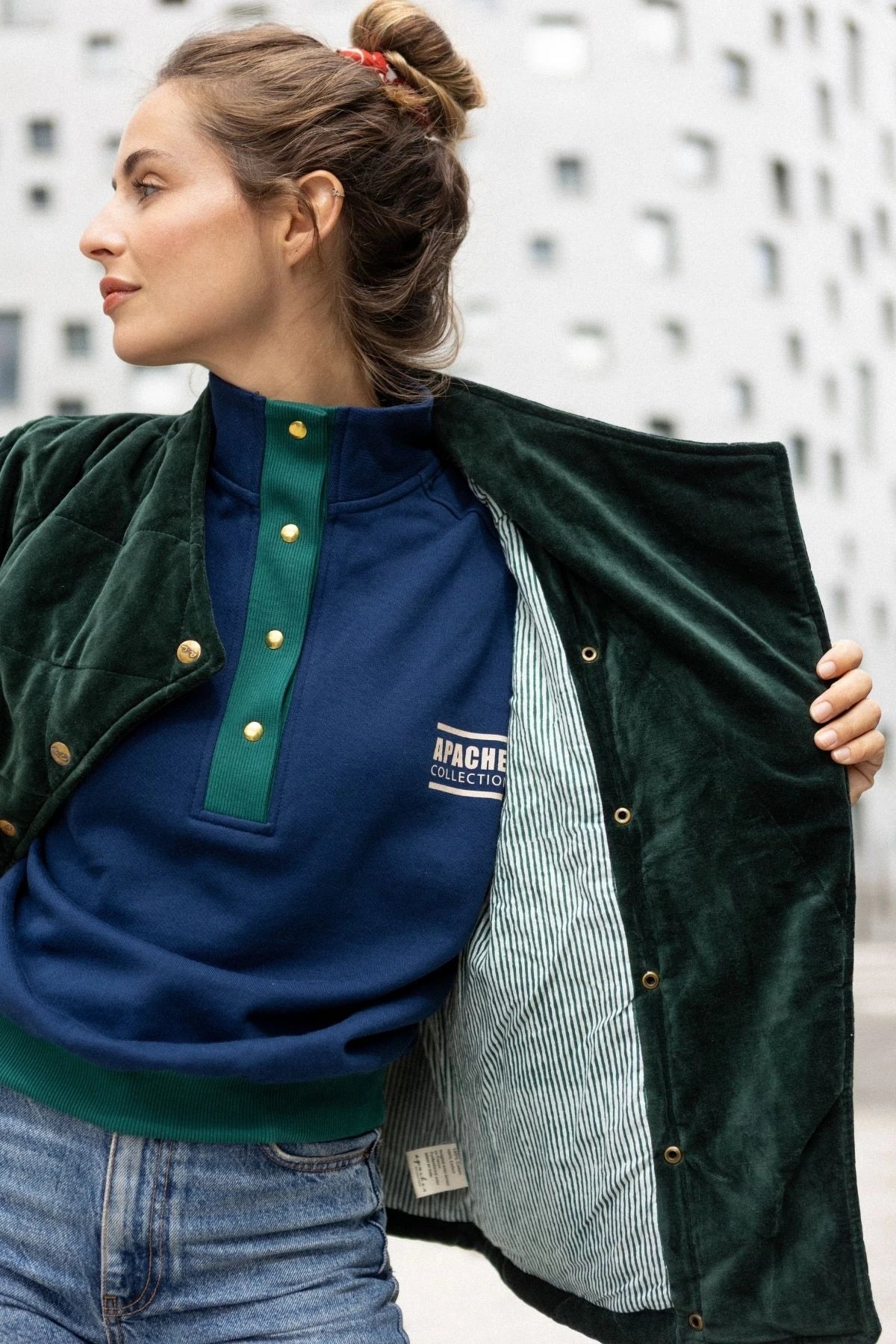 Velours matelassé oversize - Forest