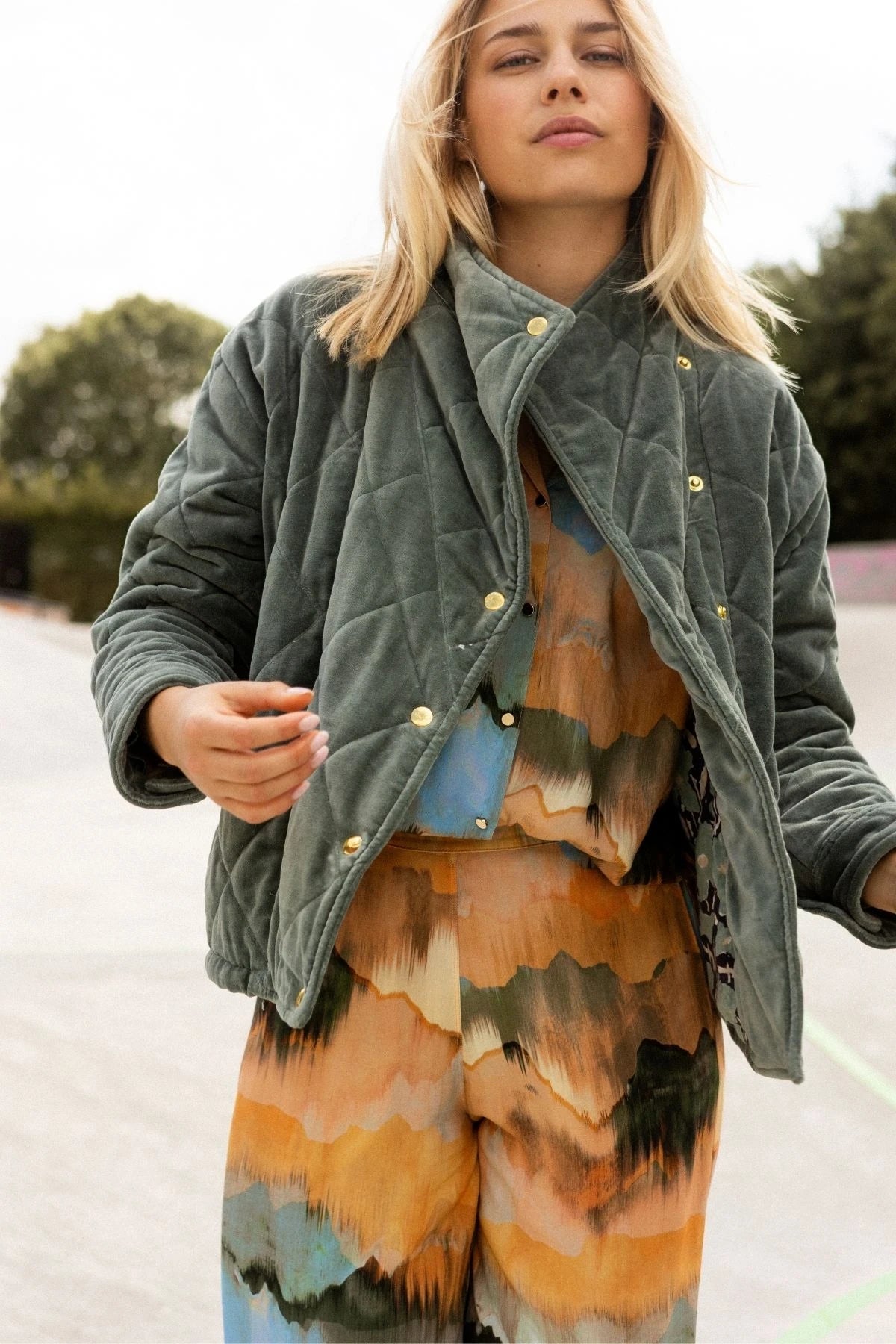 Oversized quilted velvet - Velvet, 4 colors