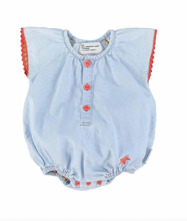 Barboteuse - Bleu claire / rouge