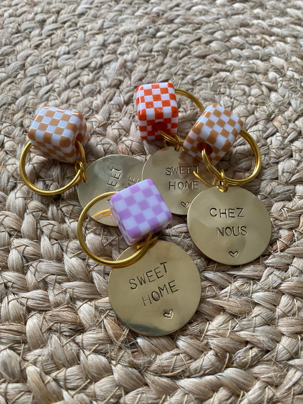 Checkerboard key ring - Sweet Home