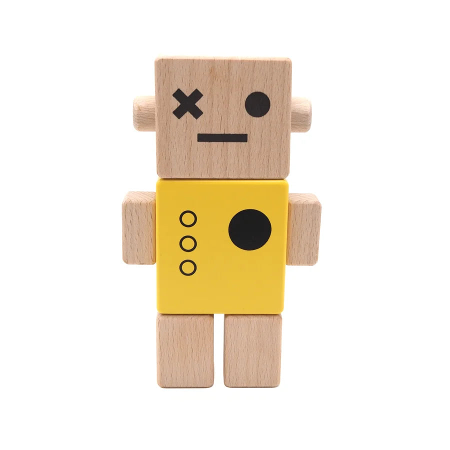 Robot en bois - Jaune