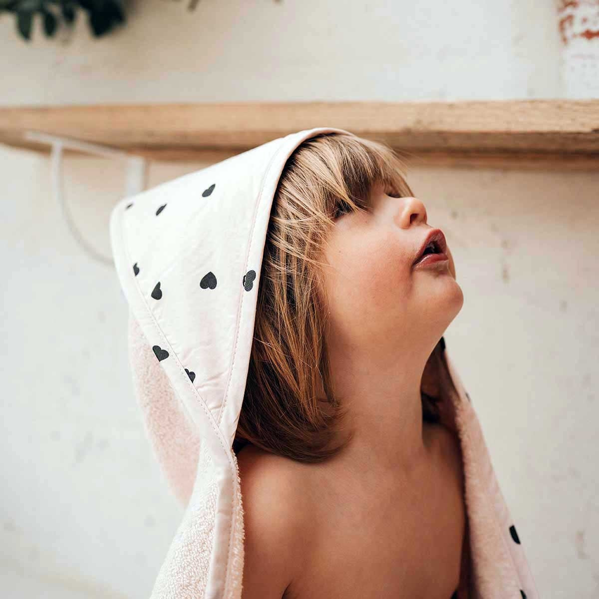 Cape de bain - Coeur light pink