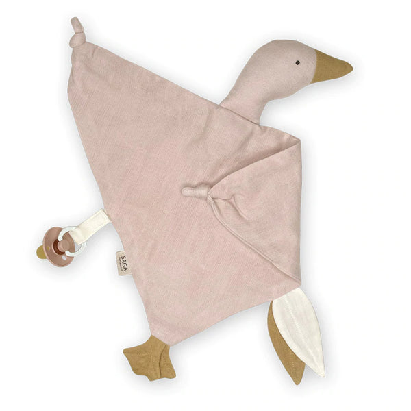 Comforter & Pacifier Clip Goose - Bliki Misty Rose