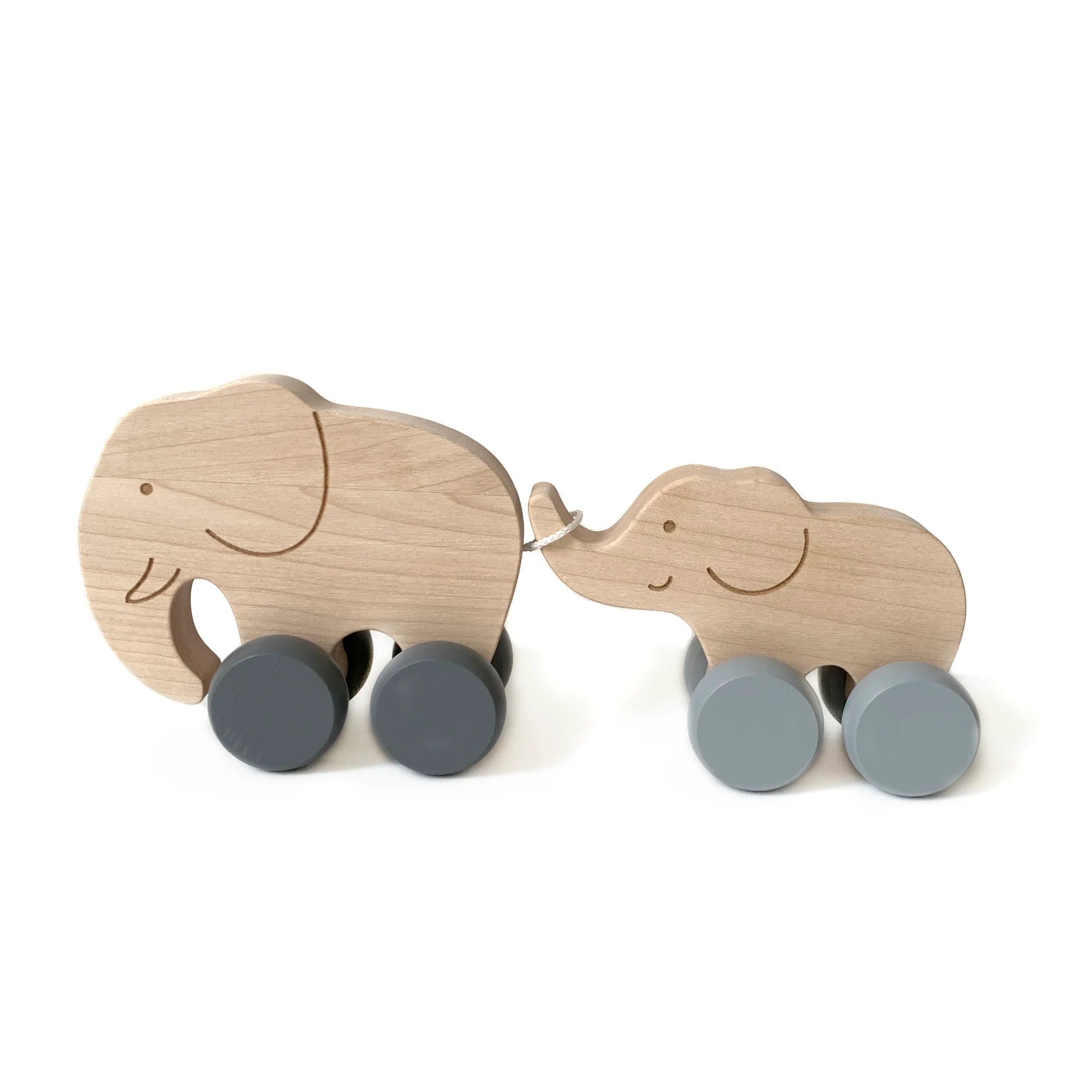 Wooden toy - mom and baby elephants