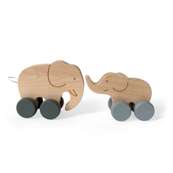 Jouet en bois - maman et bébé éléphants